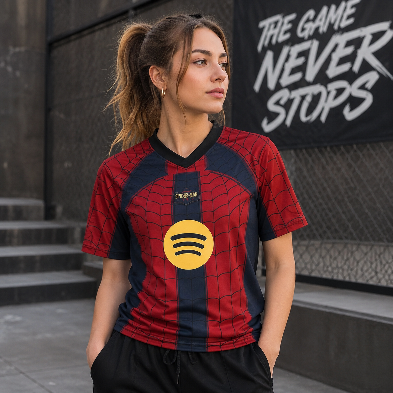 Spider Web Soccer Jersey - Retro Superhero Streetwear Athletic Shirt