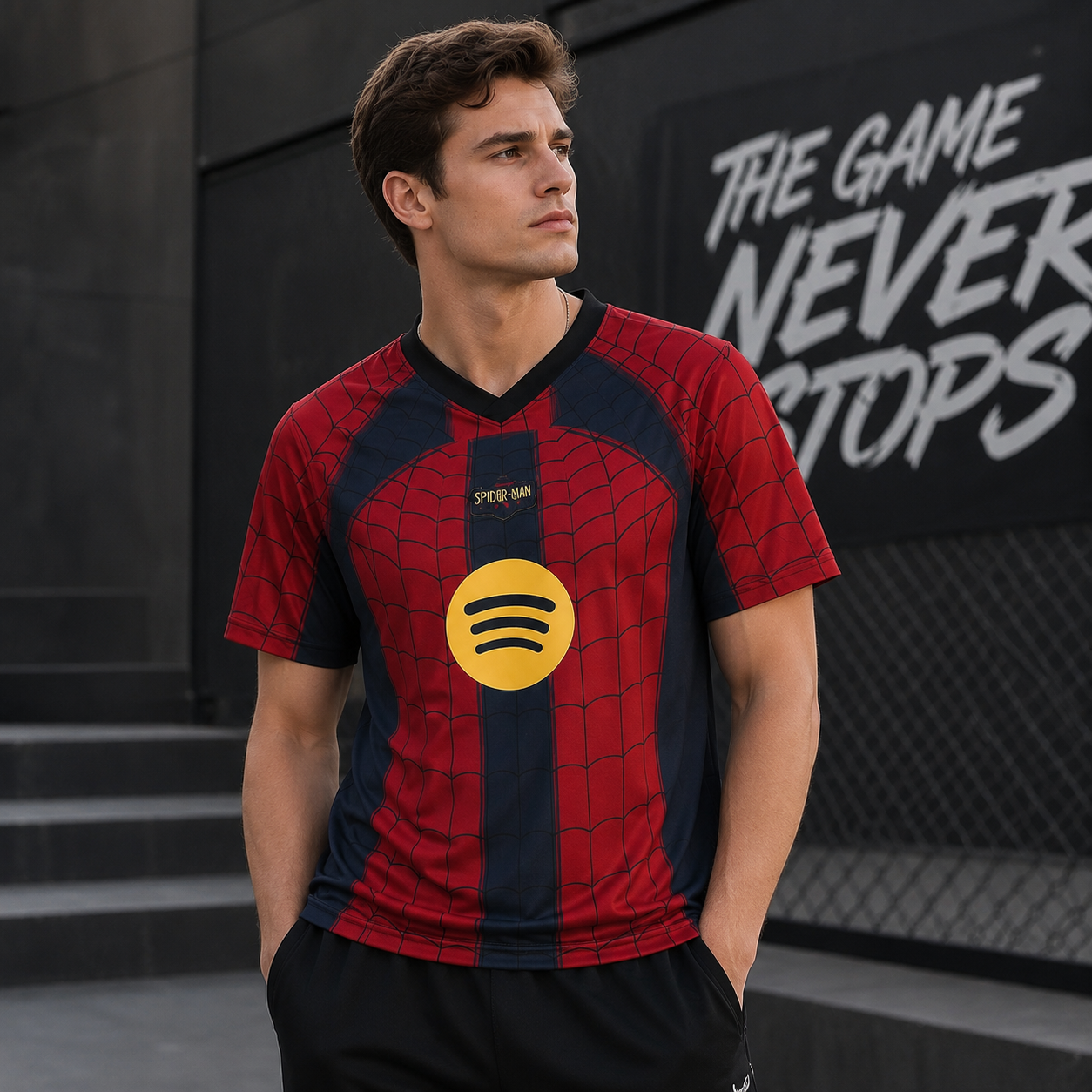 Spider Web Soccer Jersey - Retro Superhero Streetwear Athletic Shirt