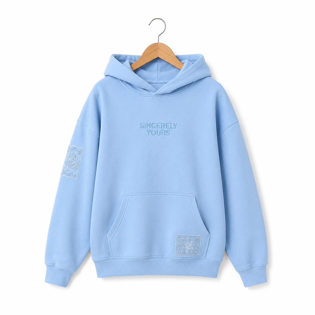 "Sincerely Yours" Embroidered Oversized Hoodie