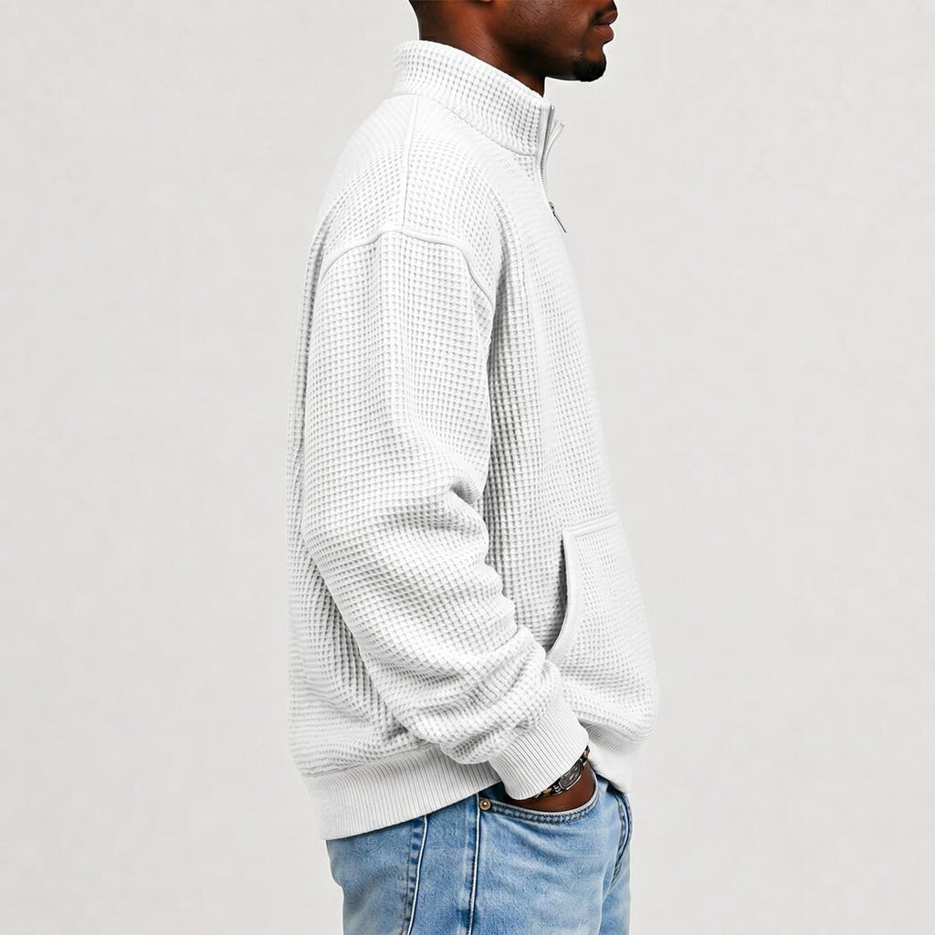 Boston Half Zipper Waffle Sweatshirt (Unisex)