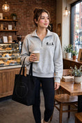 Boston Half Zipper Waffle Sweatshirt (Unisex)