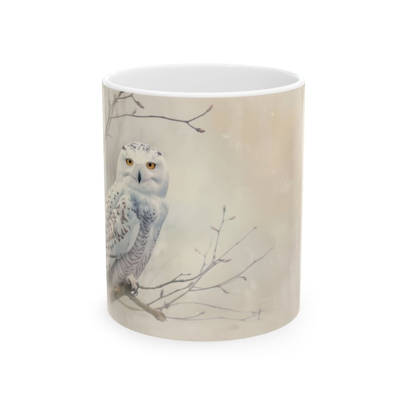 Snowy Owl Mug: Ceramic Animal Coffee Cup, Gift for Bird Lovers
