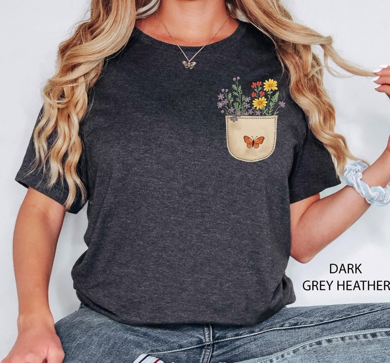 Wildflowers Pocket Shirt: Botanical Floral T-Shirt for Women