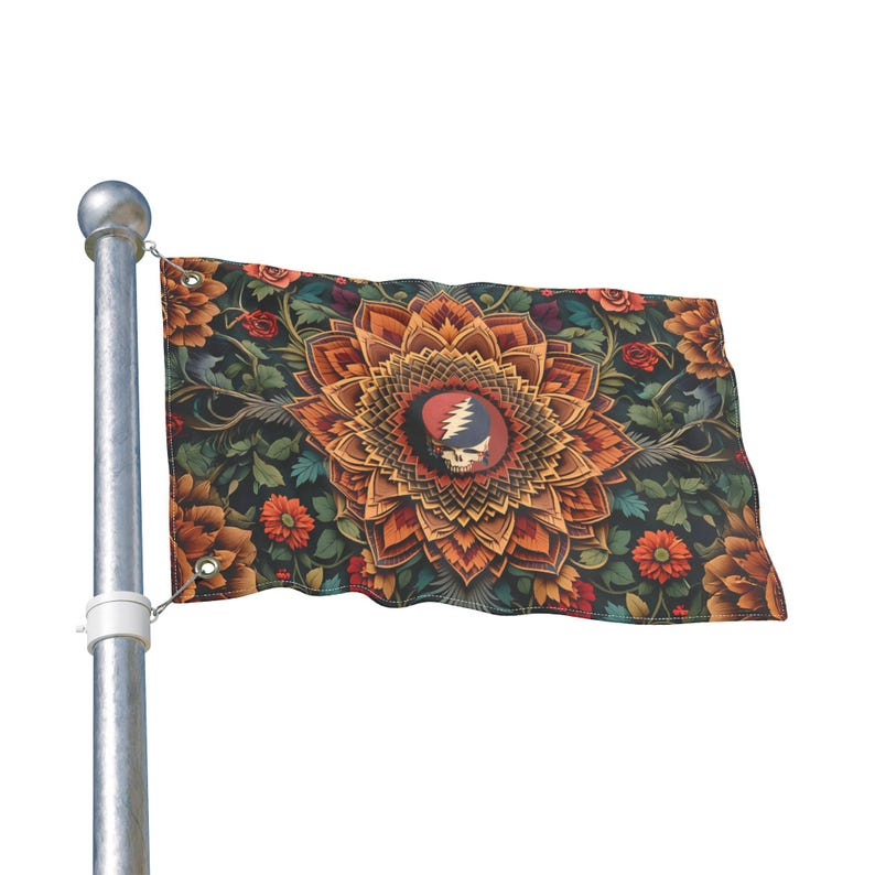 Stealie Mandala Flag: Grateful Dead Double Sided House Flag