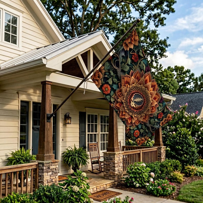 Stealie Mandala Flag: Grateful Dead Double Sided House Flag