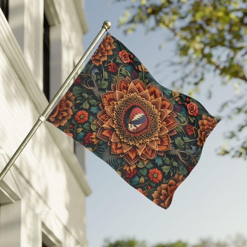 Stealie Mandala Flag: Grateful Dead Double Sided House Flag