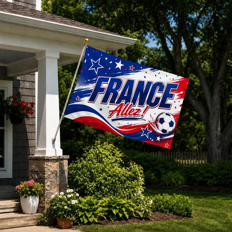 France Soccer Supporter Flag: Allez French Football Fan Wall Decor Gift