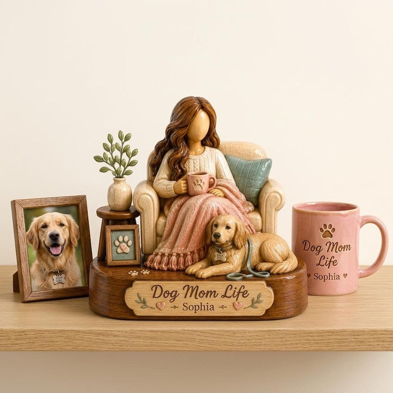 Custom Pet Acrylic Plaque: Personalized Dog Mom Wooden Block Gift