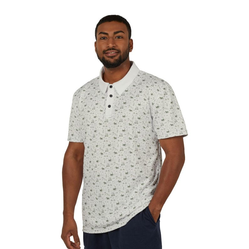 Men's Golf Polo Shirt: Dog Print Preppy Short Sleeve Top