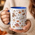 Cozy Fall Mug: Pumpkin & Book Sweater Pattern Ceramic Coffee Cup