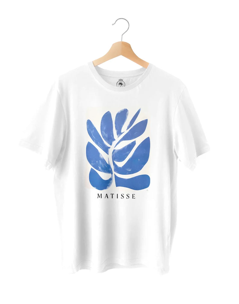 Blue Matisse Plant Graphic Tee - Vintage-Inspired Art T-Shirt & Aesthetic Botanical Top