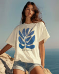 Blue Matisse Plant Graphic Tee - Vintage-Inspired Art T-Shirt & Aesthetic Botanical Top