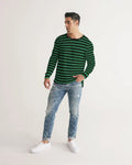 Black & Green Striped Long Sleeve T-Shirt | Unisex Grunge Aesthetic Crew Neck Tee
