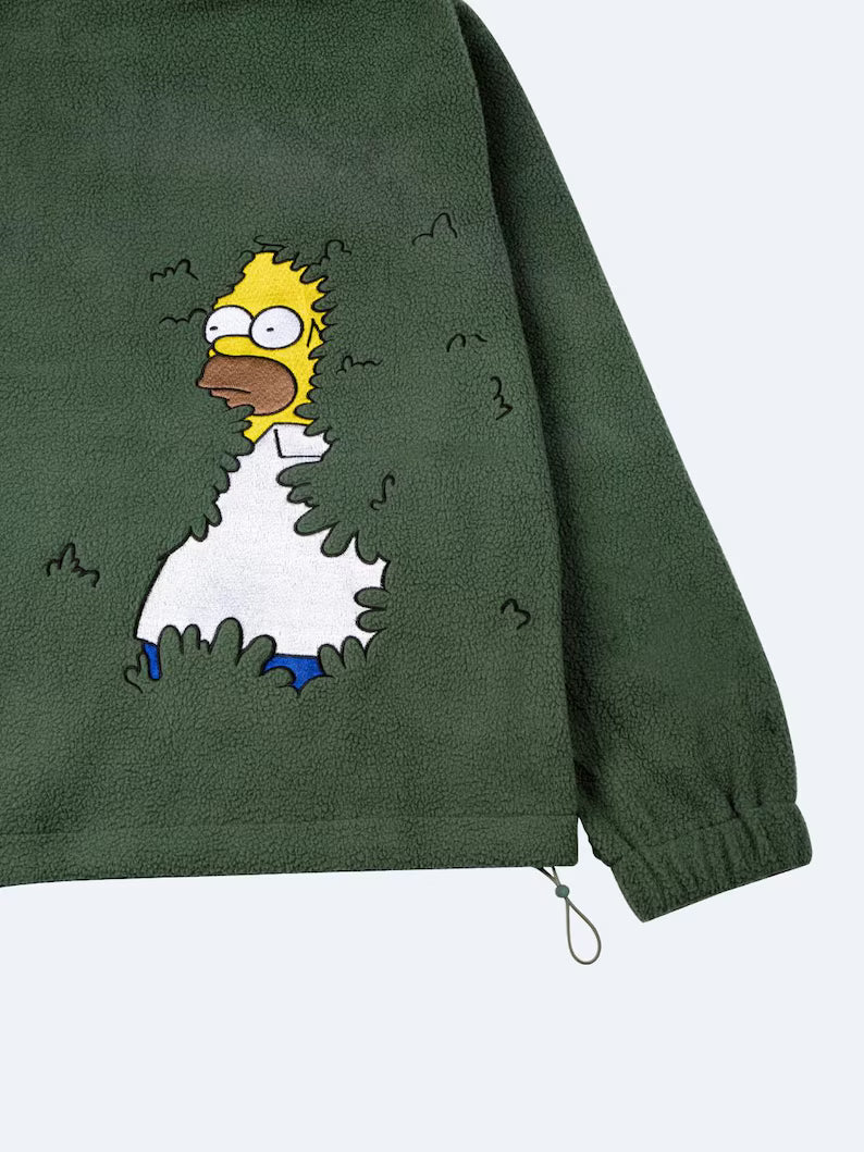 Oversized Teddy Hoodie Homer Bush Embroidery