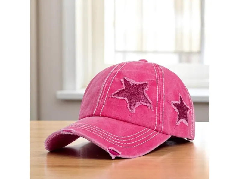 Star Embroidered Baseball Cap Retro Star Pattern Adjustable Cotton Cap