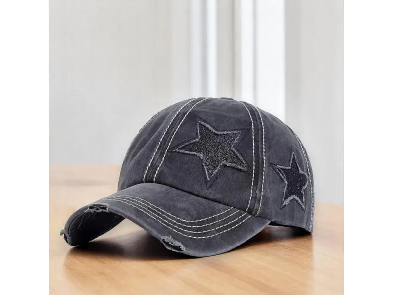 Star Embroidered Baseball Cap Retro Star Pattern Adjustable Cotton Cap