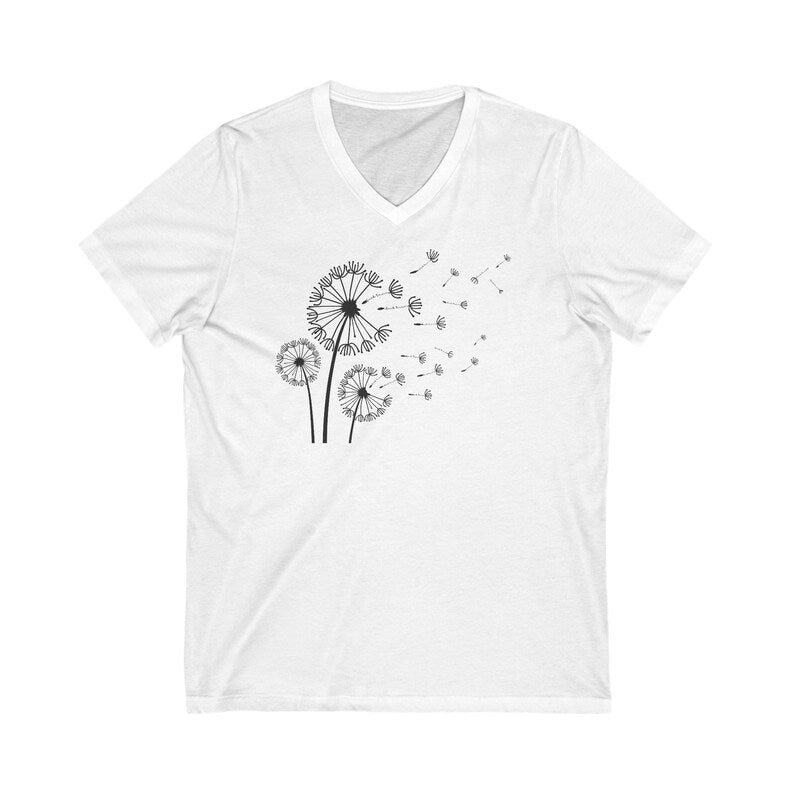 Subtle Anti Trump Dandelion V Neck Shirt - Floral Anti MAGA V-Neck Tee