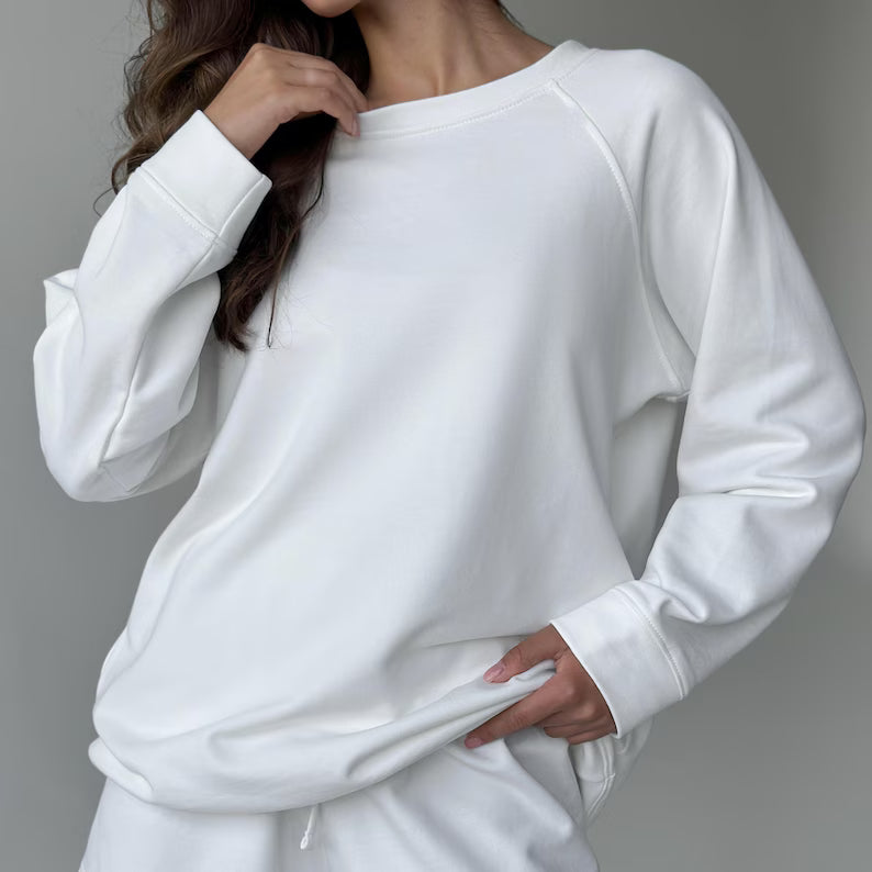 Cotton Loungewear Sweatshirt | Cozy Sustainable Fleece Pullover