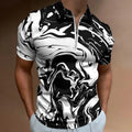 Men's Black & White Swirl Zip Polo Shir