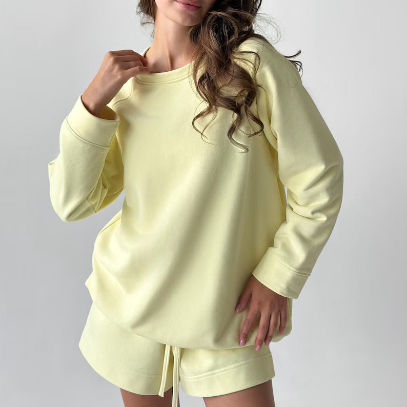 Cotton Loungewear Sweatshirt | Cozy Sustainable Fleece Pullover