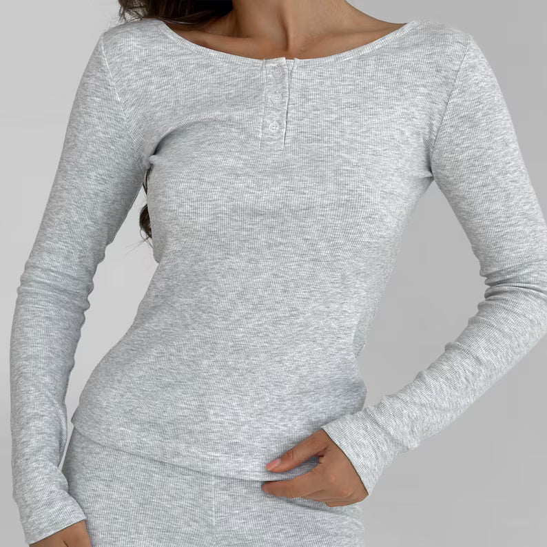 Women's Cotton Ribbed Long Sleeve Shirt