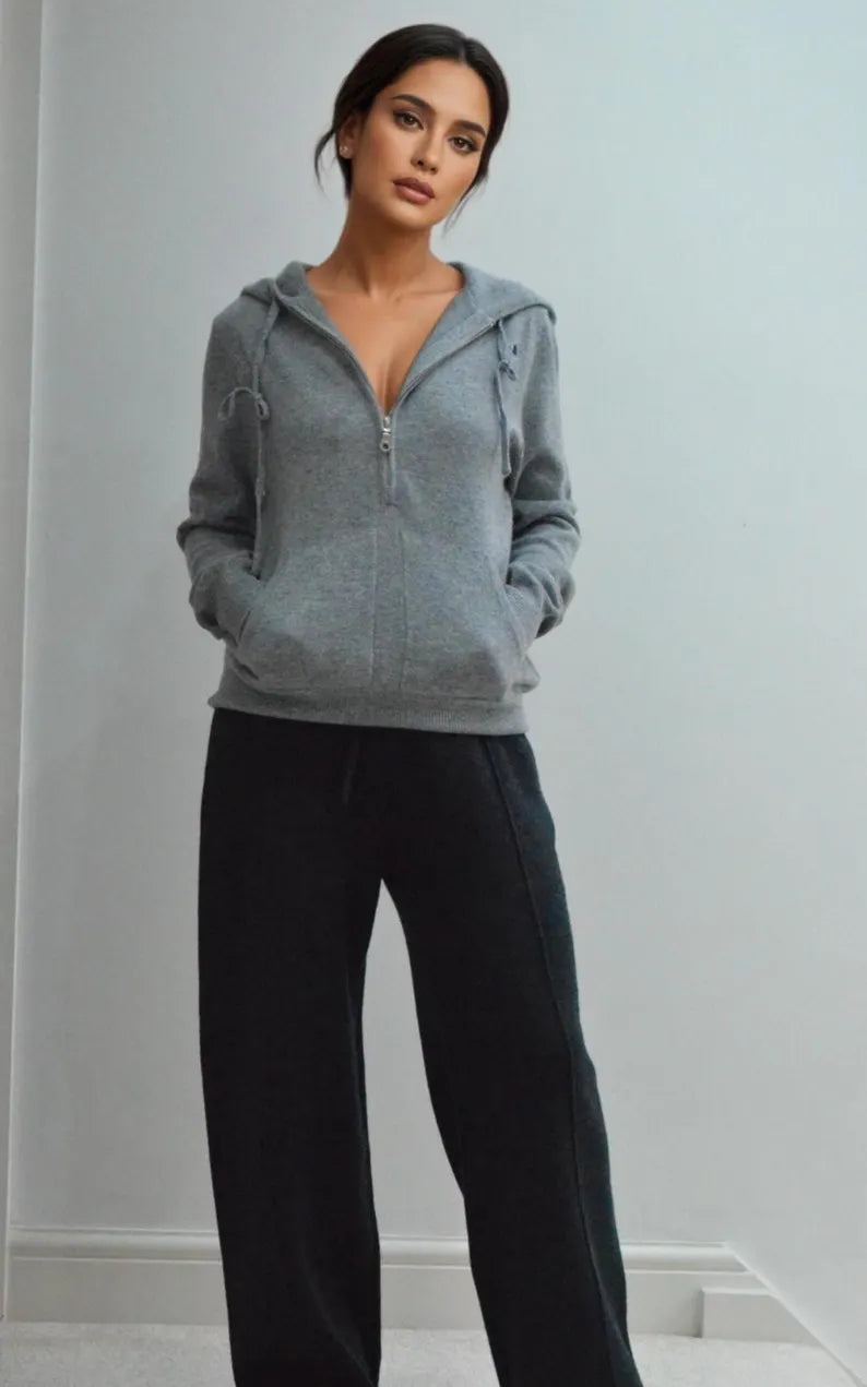 Women's Pure Cashmere Half-Zip Hoodie