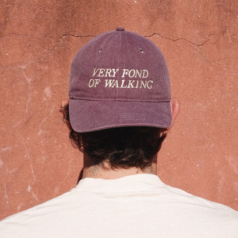 Very Fond of Walking Embroidered Hat: Jane Austen Dad Cap