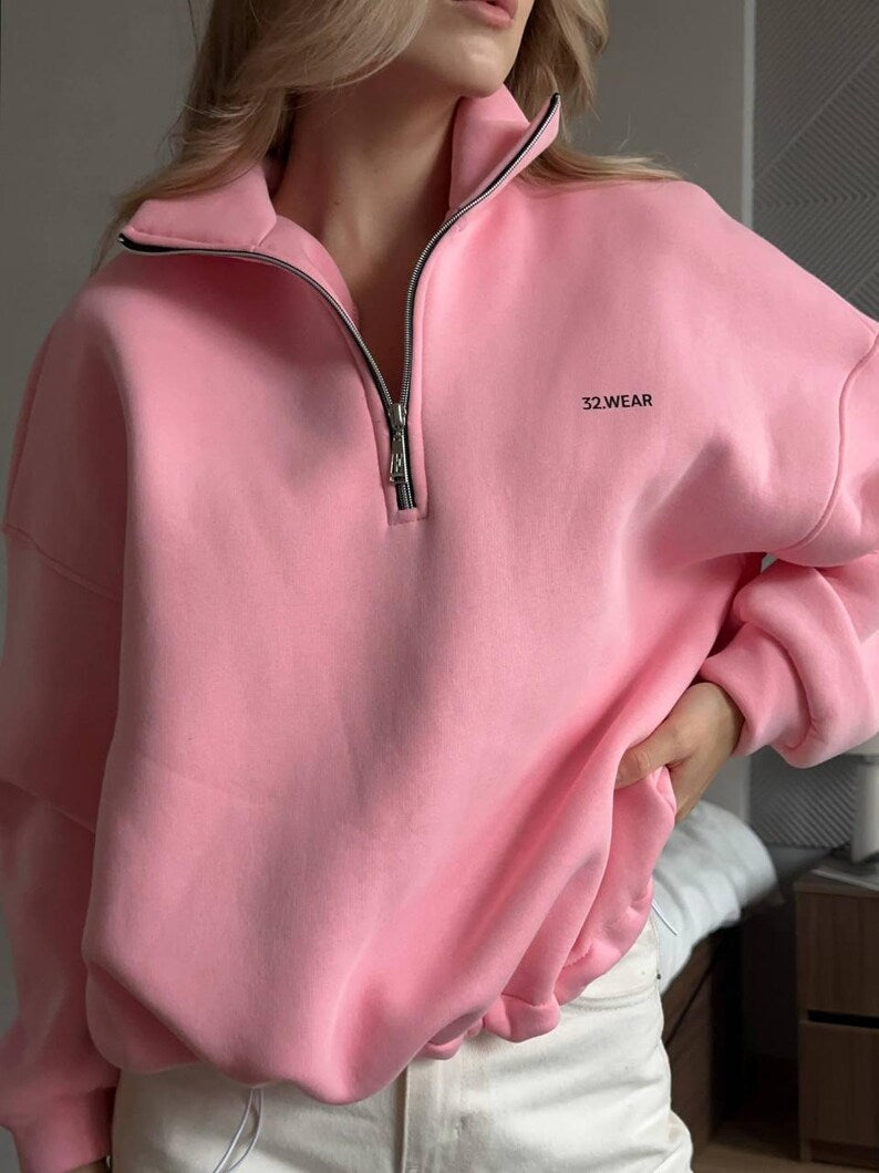 Women's Oversized Fleece Half-Zip Sweatshirt