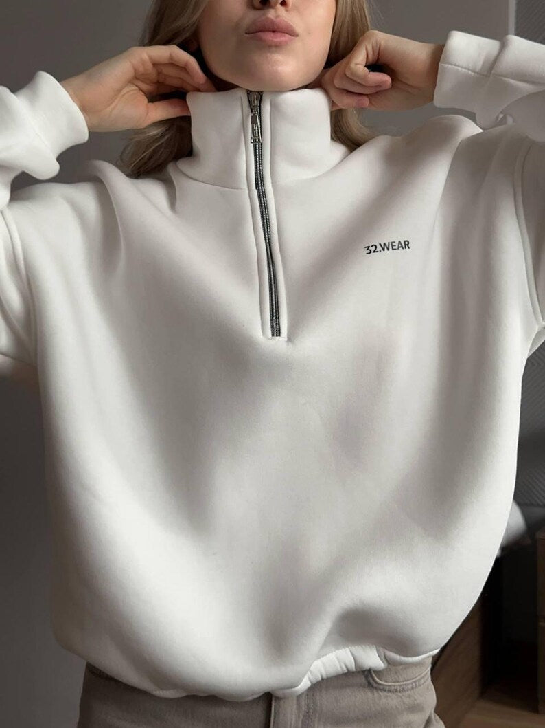 Women's Oversized Fleece Half-Zip Sweatshirt