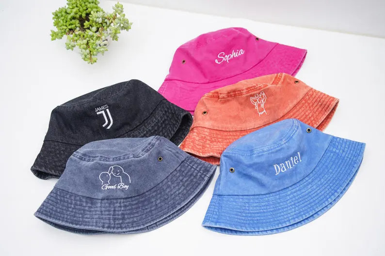 Custom Embroidered Washed Cotton Bucket Hat