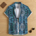 Men's Tribal Hawaiian Shirt Short Sleeve Boho Aztec Pattern Summer Casual Beach Top