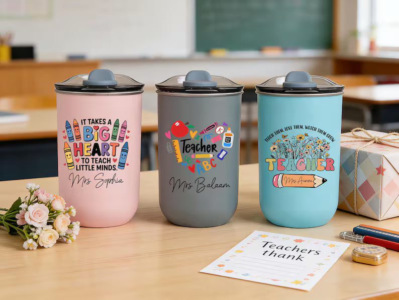 Personalized Teacher Tumbler 10oz | Custom Name Stainless Steel Coffee Cup