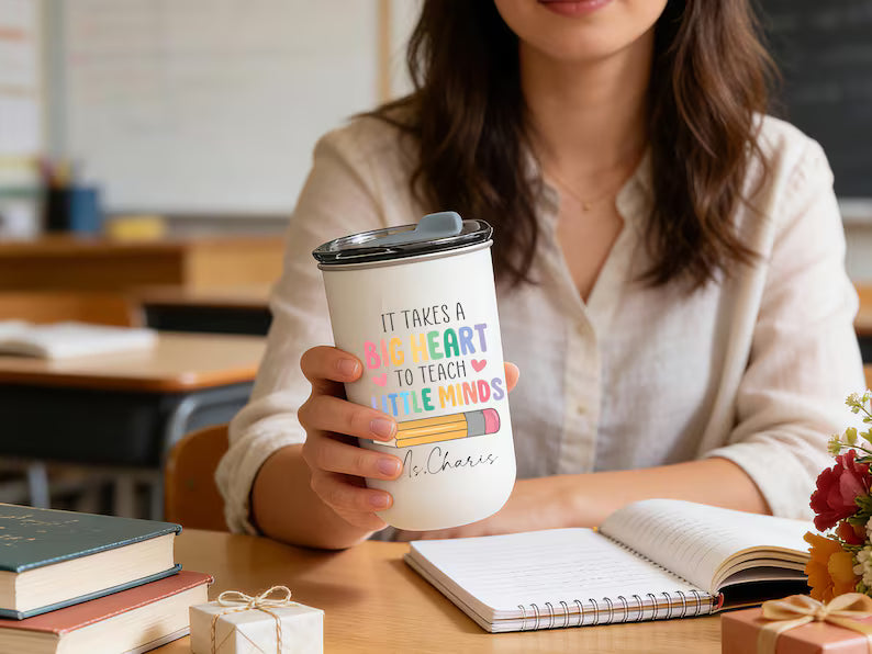 Personalized Teacher Tumbler 10oz | Custom Name Stainless Steel Coffee Cup