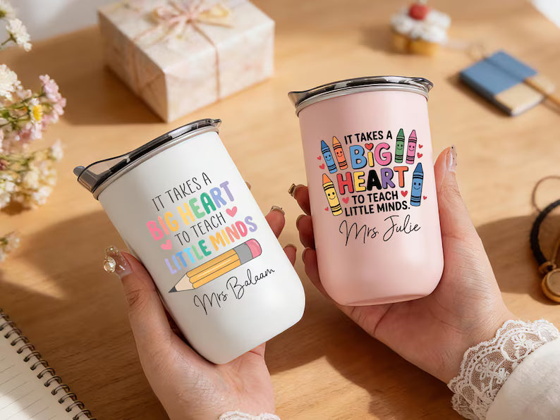 Personalized Teacher Tumbler 10oz | Custom Name Stainless Steel Coffee Cup