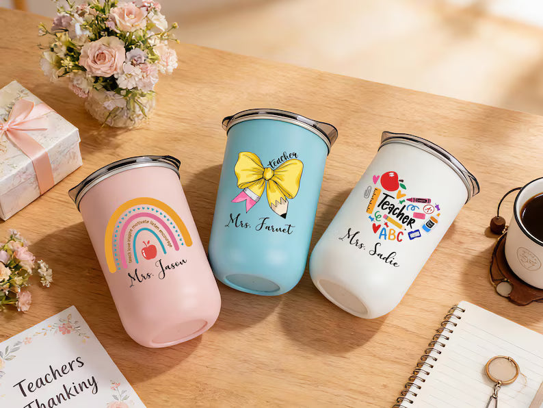 Personalized Teacher Tumbler 10oz | Custom Name Stainless Steel Coffee Cup
