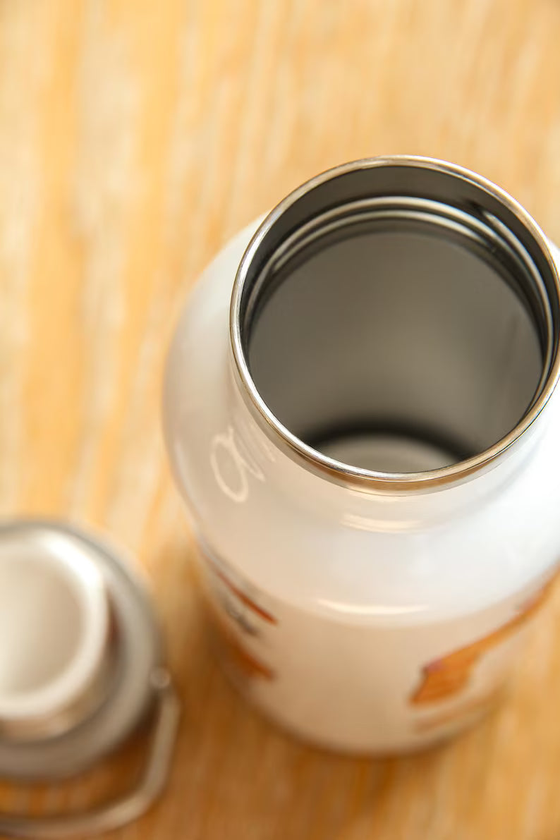 Stainless Steel Water Bottle with Cute Red Panda Illustration | Insulated Travel Tumbler
