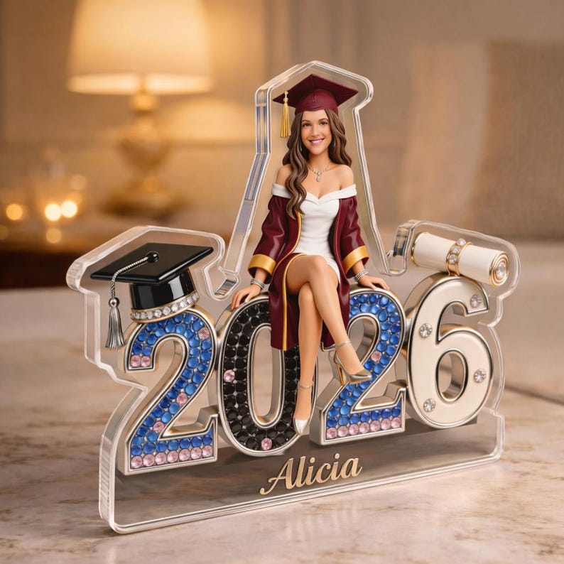 Graduation Photo Acrylic Plaque: Custom Class of 2026 Grad Gift
