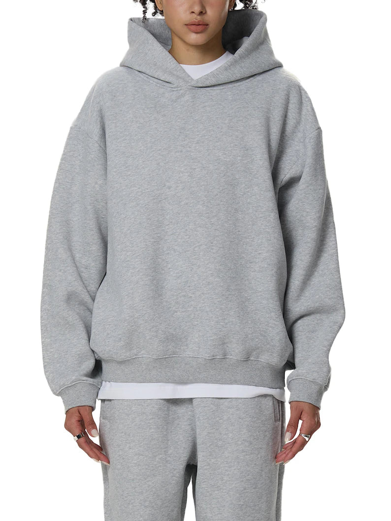 Fleeced Boxy Hoodie Heavyweight Streetwear Pullover