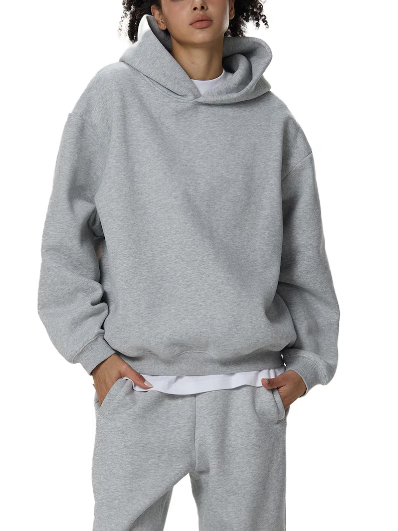 Fleeced Boxy Hoodie Heavyweight Streetwear Pullover