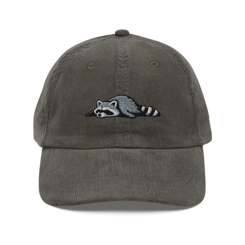 Raccoon Corduroy Cap: Embroidered Novelty Wildlife Dad Hat