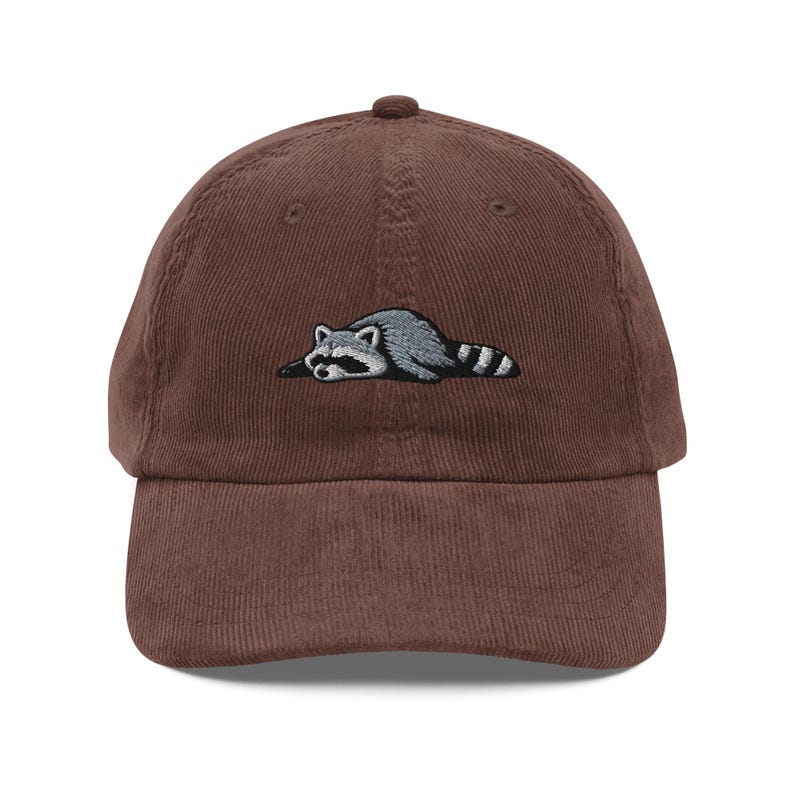 Raccoon Corduroy Cap: Embroidered Novelty Wildlife Dad Hat