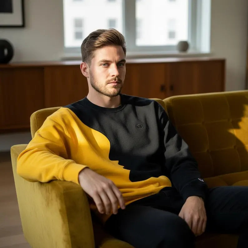 Men's Two-Tone Silhouette Graphic Sweatshirt