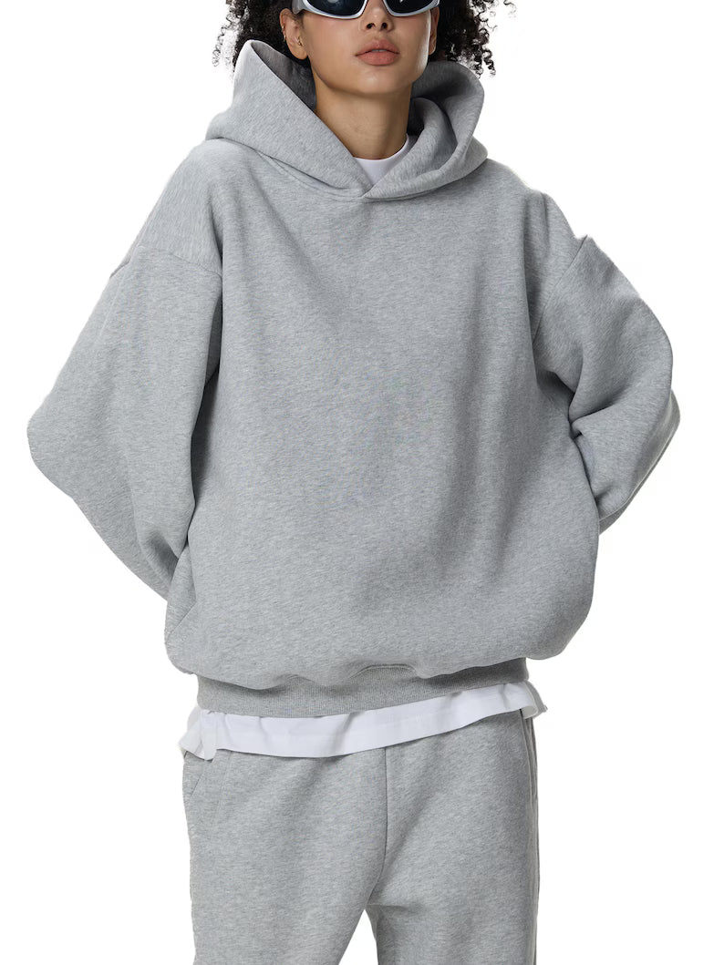 Fleeced Boxy Hoodie Heavyweight Streetwear Pullover