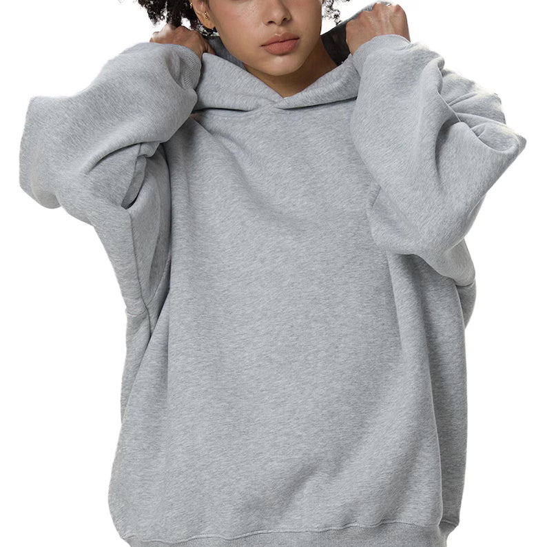 Fleeced Boxy Hoodie Heavyweight Streetwear Pullover
