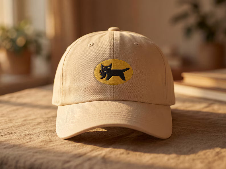 Embroidered Black Cat Cap | Retro Japanese Streetwear Baseball Hat