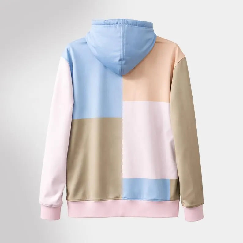 Patchwork Color Block Hoodie Oversized Pastel Streetwear Pullover