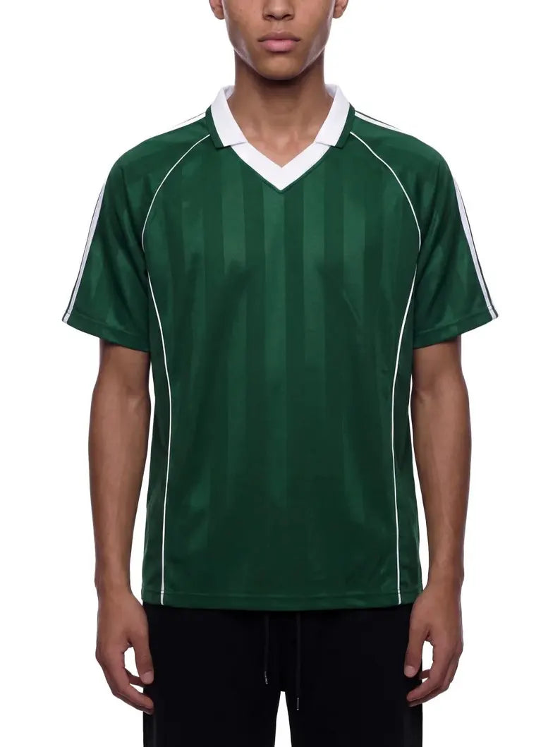 Multicolor Shadow Stripe Collared Soccer Jersey