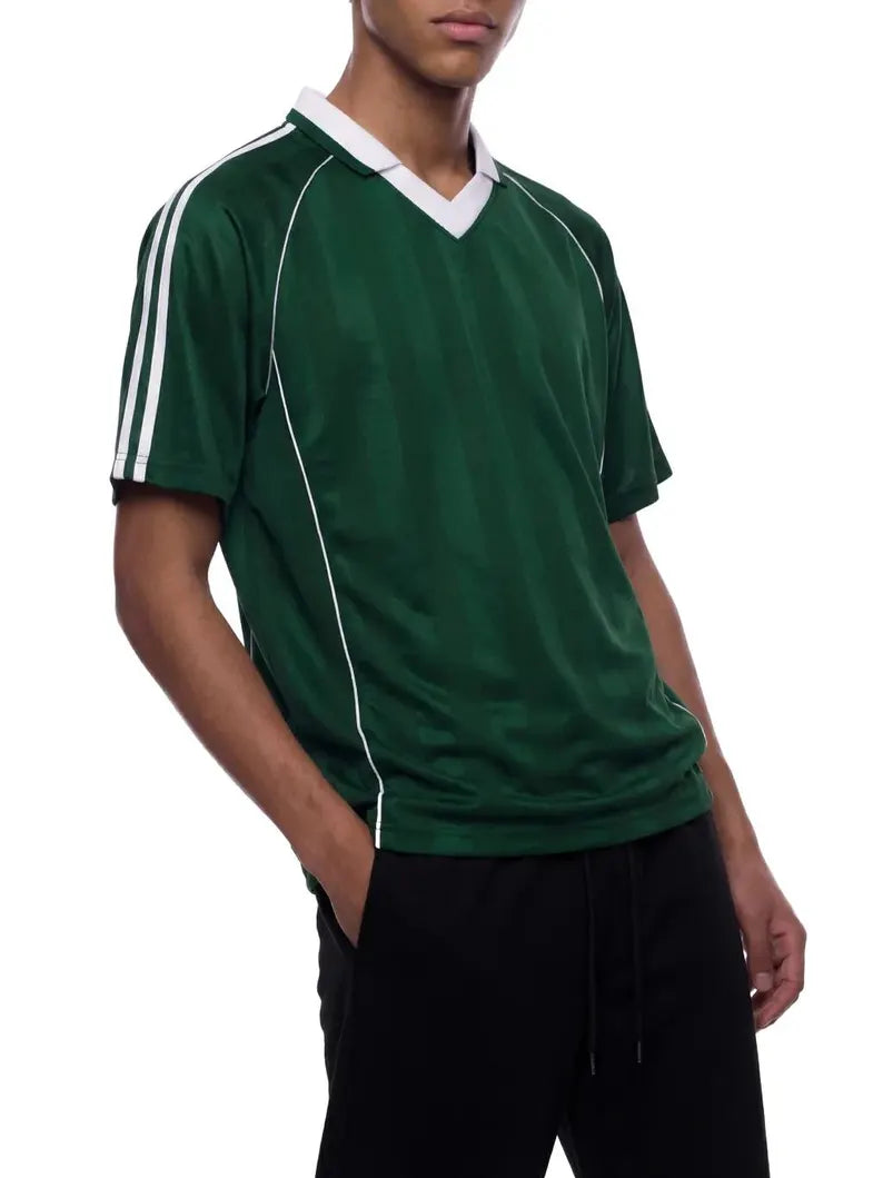 Multicolor Shadow Stripe Collared Soccer Jersey