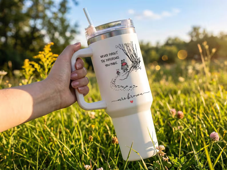 Custom 40oz Teacher Tumbler with Handle