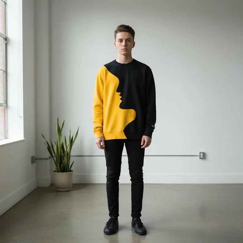 Men's Two-Tone Silhouette Graphic Sweatshirt